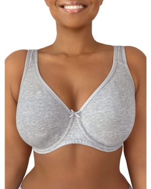 Fruit of the Loom Womens Plus-Size cotton Unlined Underwire Bra, Heather grey, 46c