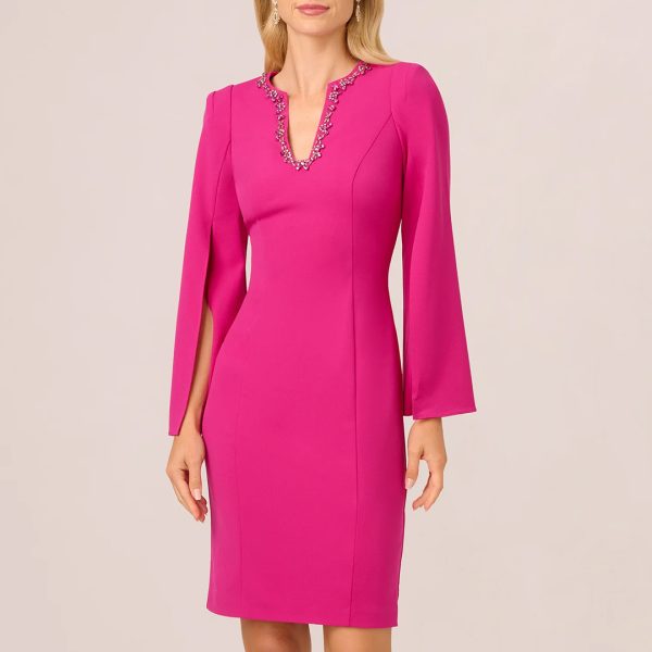 Fuschia Notch Pencil Dress