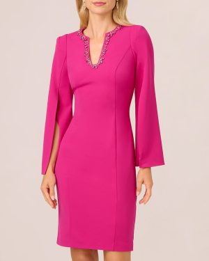 Fuschia Notch Pencil Dress
