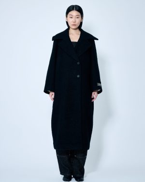 GANNI Boucle Wool Coat - Woman Coats Black S - M