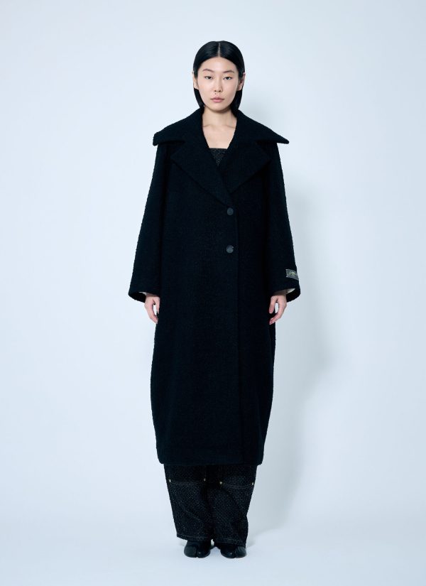 GANNI Boucle Wool Coat - Woman Coats Black S - M