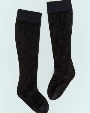 GANNI Butterfly Lace Stockings - Woman Socks Black M - L