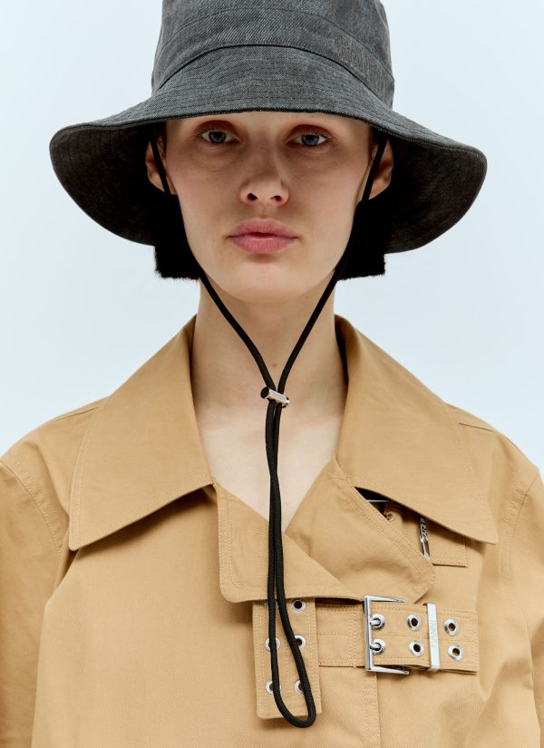 GANNI Denim Bucket Hat - Woman Hats Black Xs - S