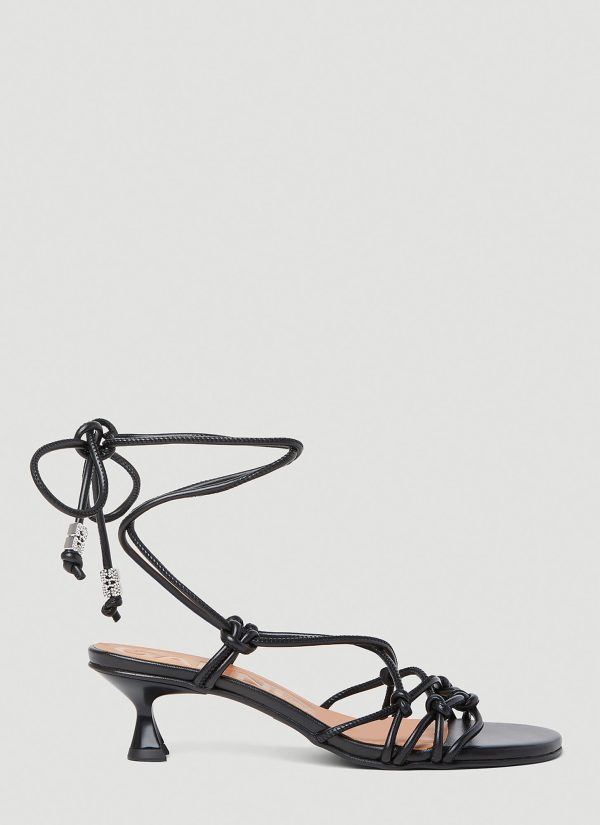 GANNI Knots Kitten Heel Sandals - Woman Sandals Black Eu - 38