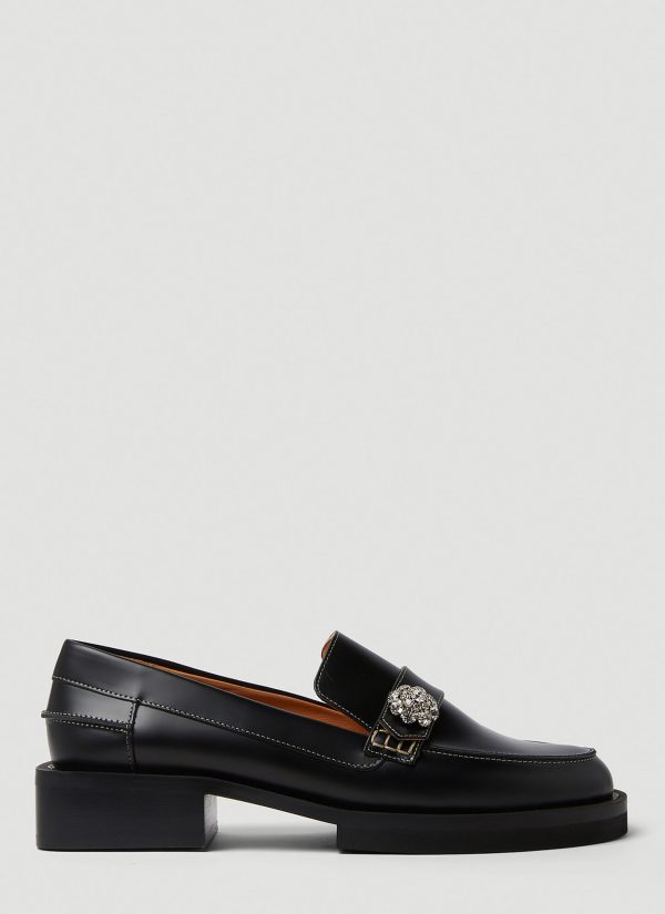 GANNI Leather Loafers - Woman Loafers Black Eu - 41