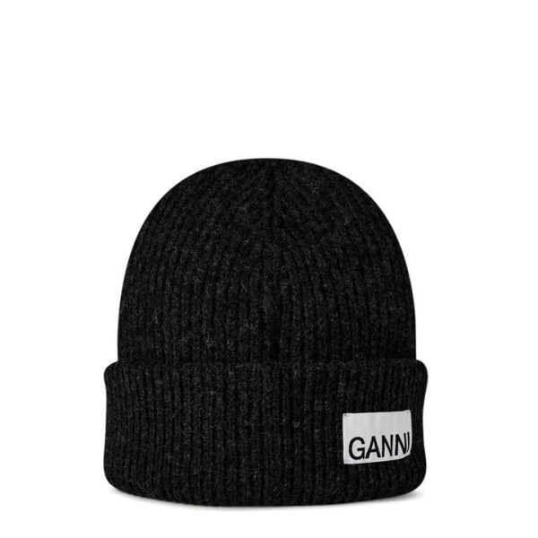 GANNI Oversized Beanie - Black