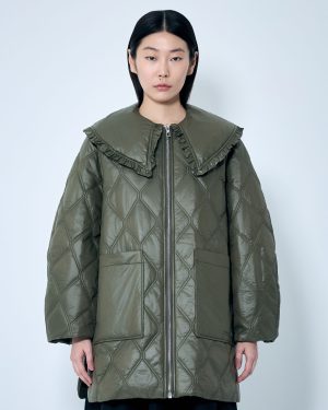 GANNI Shiny Quilt Jacket - Woman Jackets Green L - Xl