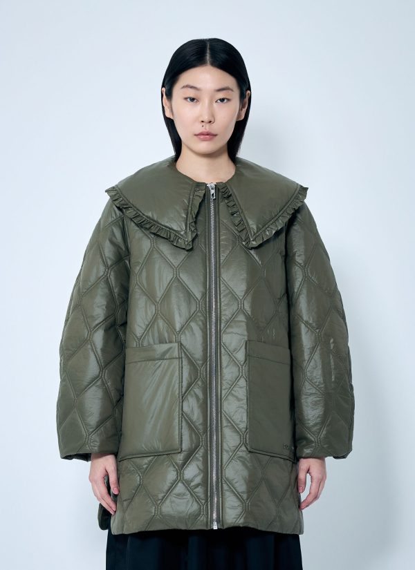 GANNI Shiny Quilt Jacket - Woman Jackets Green L - Xl
