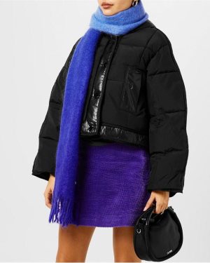 GANNI Short Hooded Puffer Jacket - Black