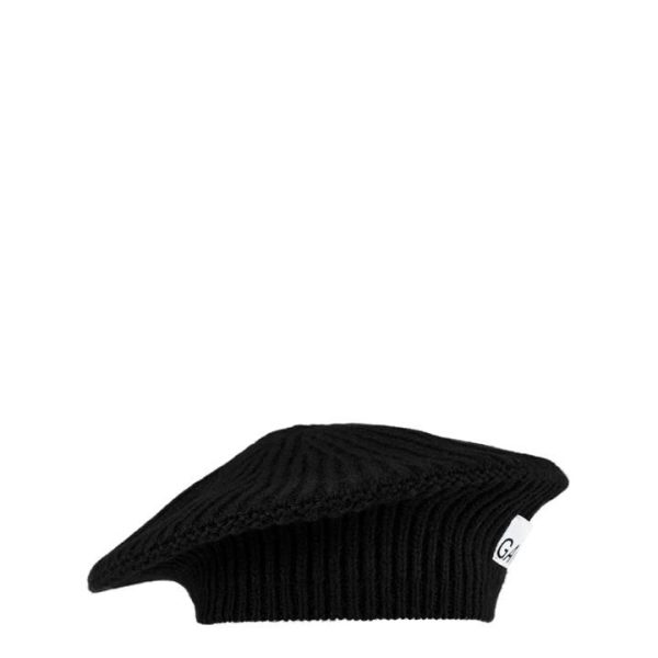GANNI Structured Ribbed Beret - Black