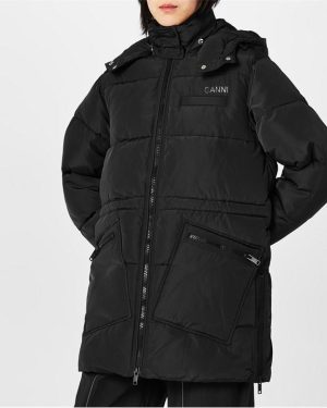 GANNI Tech Puffer Coat - Black