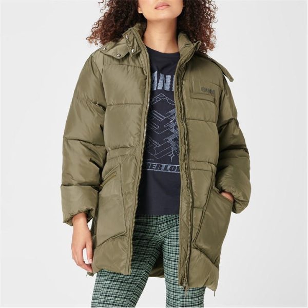 GANNI Tech Puffer Coat - Green
