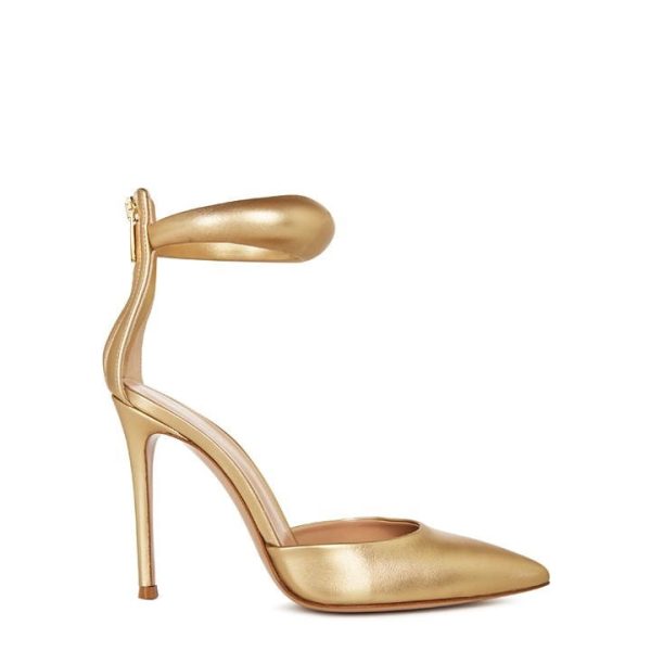 GIANVITO ROSSI Bijoux Metallic Heeled Sandals - Gold