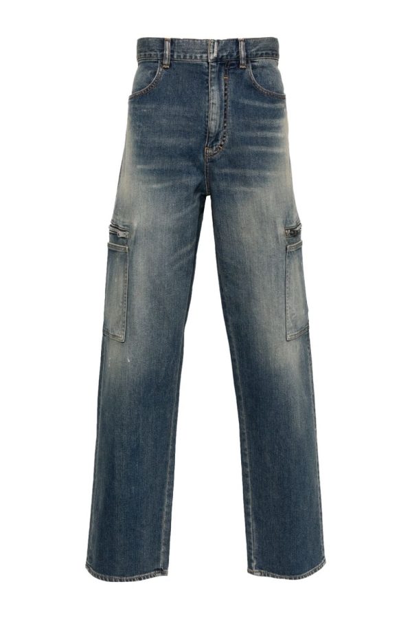 GIVENCHY DISTRESSED ZIP POCKET JEANS Size: 36, colour: BLUE