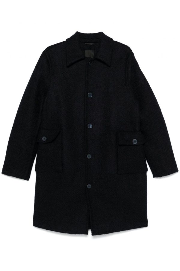 GIVENCHY VIRGIN WOOL LONG COAT Size: 50, colour: NAVY