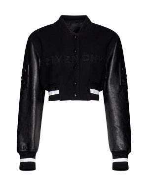 GIVENCHY | Wool and leather cropped varsity jacket | Women | 38