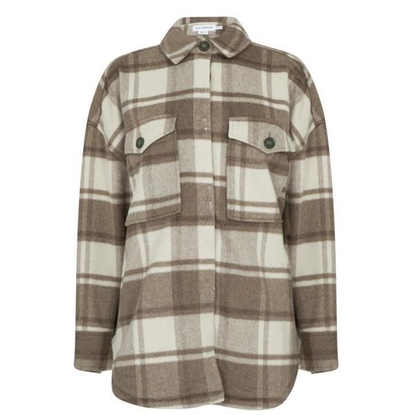 GOOD AMERICAN Plaid Shacket - Green
