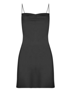 GOOD AMERICAN Satin Slip Mini Dress - Black