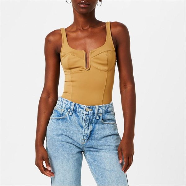GOOD AMERICAN Scuba U Ring Corset Bodysuit - Brown