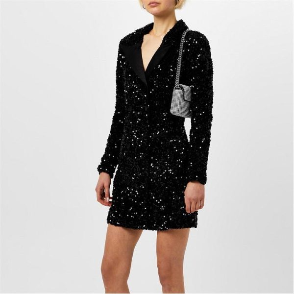 GOOD AMERICAN Sequin Blazer Dress - Black