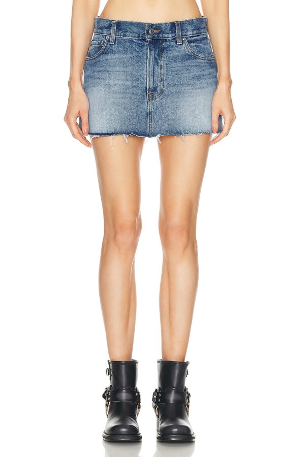 GRLFRND Maren A-line Mini Skirt in Eaton Canyon - Blue. Size 31 (also in 32).