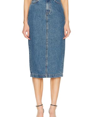 GRLFRND Robin Midi Pencil Skirt in Inwood Hill - Denim-Medium. Size 23 (also in 24).