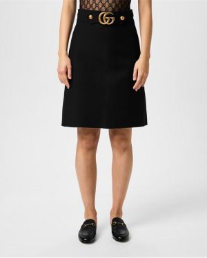 GUCCI A-Line GG Skirt - Black