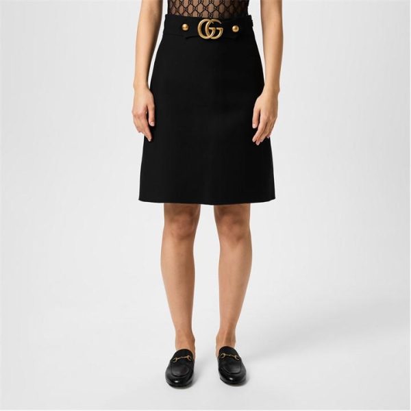 GUCCI A-Line GG Skirt - Black