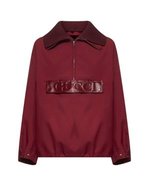 GUCCI | Burgundy embossed gabardine bomber jacket | Women | 38