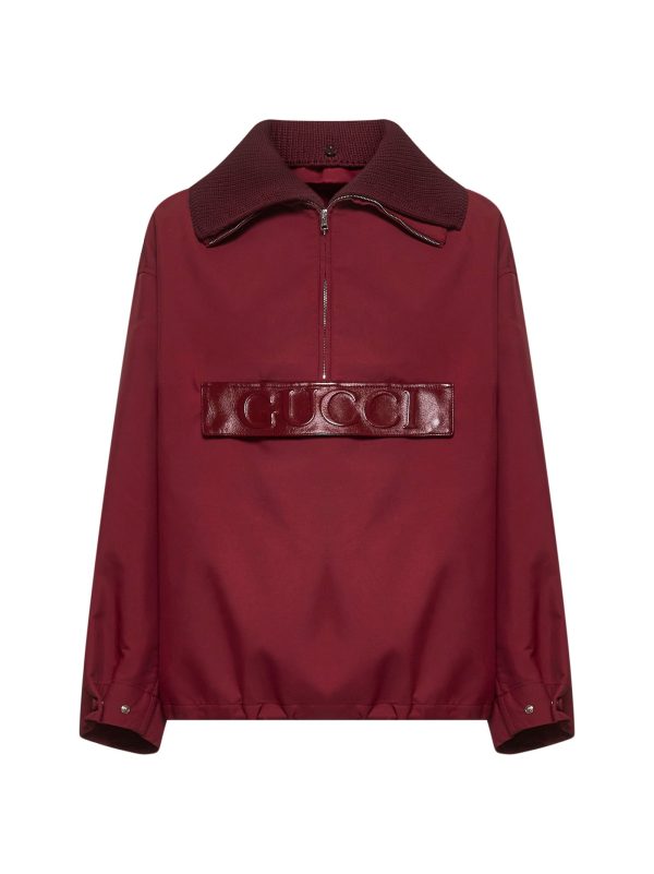 GUCCI | Burgundy embossed gabardine bomber jacket | Women | 38