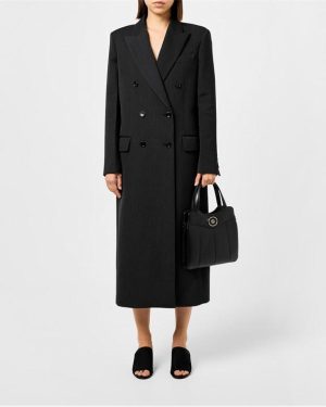 GUCCI Double-Breasted Long Coat - Grey
