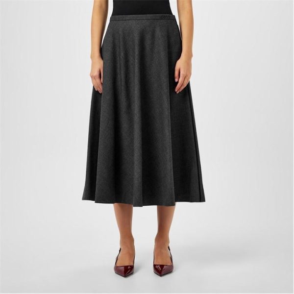 GUCCI Women'S Plain Wool Midi Skirt - Grey