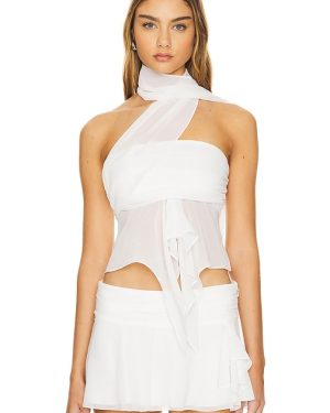GUIZIO Chiffon Wrap Around Top in White. Size XL, XXS.