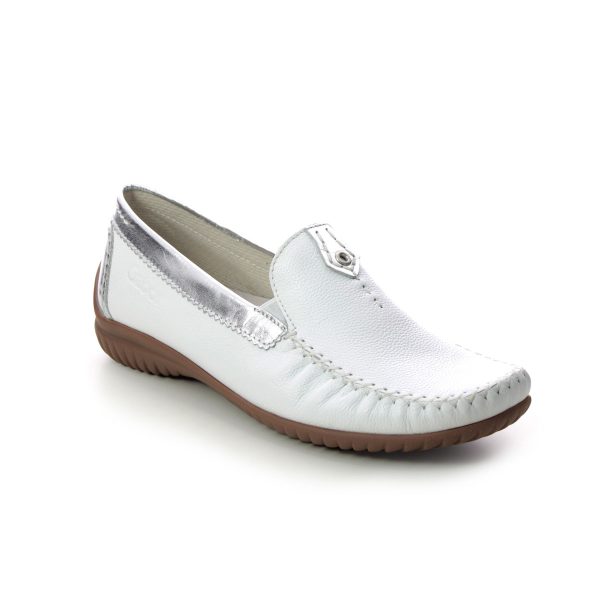 Gabor California White Silver Womens loafers 26.090.50 in a Plain Leather in Size 8