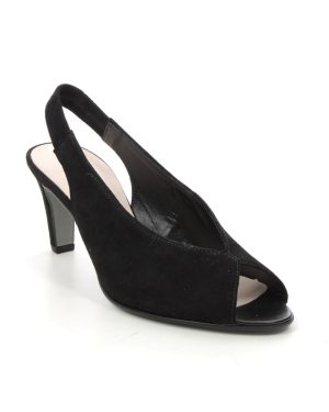 Gabor Eternity Black suede Womens Slingback Shoes 61.800.17 in a Plain Suede Leather in Size 8