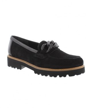 Gabor Squeeze Daisy Black suede Womens loafers 75.240.17 in a Plain Suede Leather in Size 7
