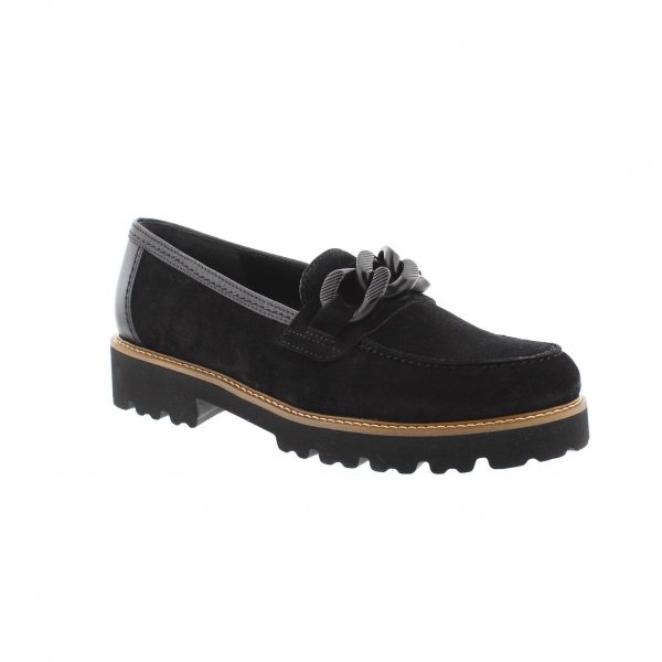 Gabor Squeeze Daisy Black suede Womens loafers 75.240.17 in a Plain Suede Leather in Size 7