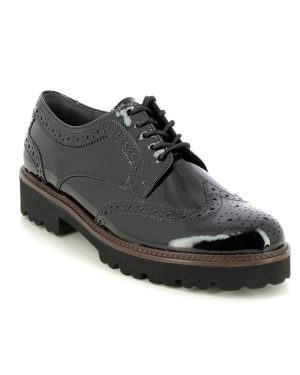 Gabor Sweep Portland Black Patent Leather Womens Brogues 05.244.97 in a Plain Leather in Size 7