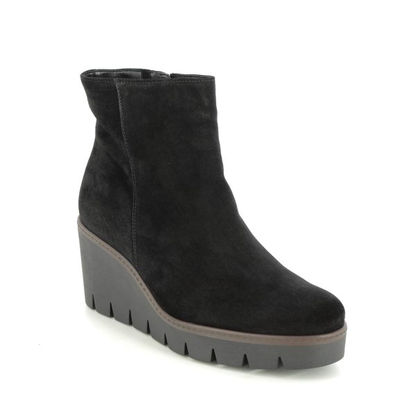 Gabor Utopia Yoss Black Suede Womens Wedge Boots 94.780.17 in a Plain Suede Leather in Size 5