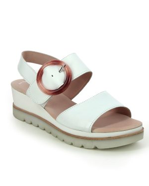 Gabor Yeo WHITE LEATHER Womens Wedge Sandals 24.645.21 in a Plain Leather in Size 6