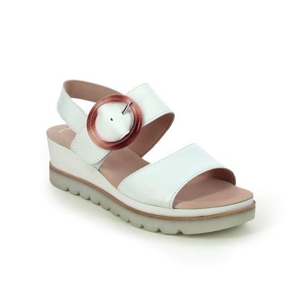 Gabor Yeo WHITE LEATHER Womens Wedge Sandals 24.645.21 in a Plain Leather in Size 6