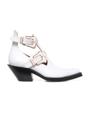 Gabriela Hearst - Castro Buckle-Detailed Leather Ankle Boots - White - IT 38.5 - Moda Operandi