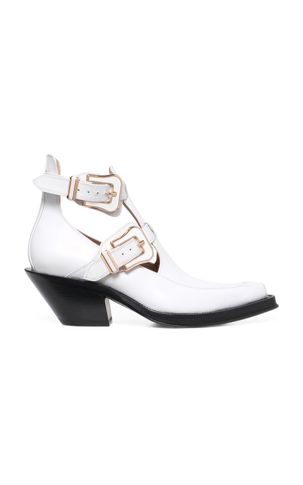 Gabriela Hearst - Castro Buckle-Detailed Leather Ankle Boots - White - IT 38.5 - Moda Operandi