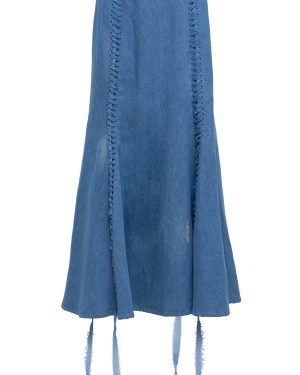 Gabriela Hearst - Dion Lace-Up Cotton-Linen Denim Maxi Skirt - Light Blue - IT 44 - Moda Operandi