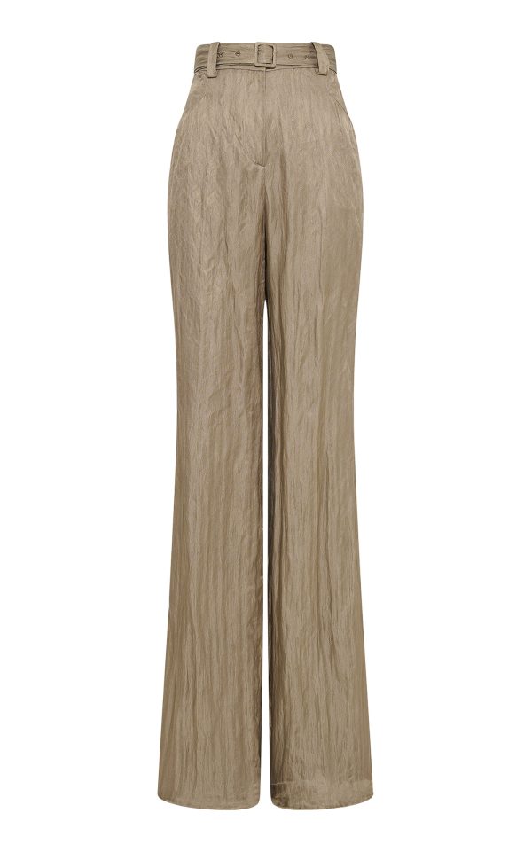 Gabriela Hearst - Norman High-Rise Metallic Silk Straight-Leg Pants - Bronze - IT 38 - Moda Operandi