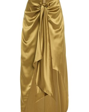 Galvan - De Lovie Satin Maxi Wrap Skirt - Green - FR 40 - Moda Operandi