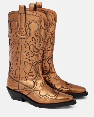 Ganni Black Feminine faux leather knee-high boots