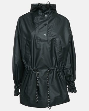 Ganni Black Matte Nylon Windbreaker Jacket S