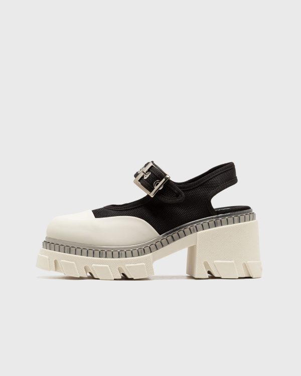 Ganni Cleated Heeled Slingback Sandal Textile women Sandals & Slides black|white in size:41