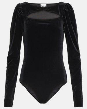 Ganni Cutout velvet jersey bodysuit